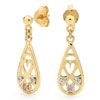 Amethyst and Diamond Gold Earrings - Heart Drop