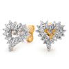 Cubic Zirconia CZ Gold Earrings - Heart Cluster