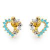 Blue Spinel and Diamond Gold Earrings - Heart