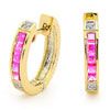 Pink Sapphire and Diamond Gold Earrings - Huggie