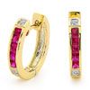 Ruby and Diamond Gold Earrings - Huggie