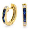 Sapphire and Diamond Gold Earrings - Huggie