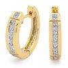 Diamond Gold Earrings - Huggie Hoop