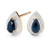 Sapphire and Diamond Gold Earrings - Teardrop Cluster