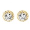 Cubic Zirconia CZ Gold Earrings - Halo