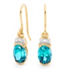 Blue Topaz and Diamond Gold Earrings