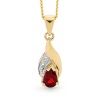 Ruby and Diamond Gold Pendant - Pear Cut