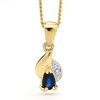 Sapphire and Diamond Gold Pendant - Pear