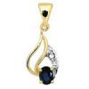 Sapphire and Diamond Gold Pendant - Drop