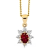 Ruby and Diamond Gold Pendant - Cluster