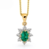 Emerald and Diamond Gold Pendant - Cluster