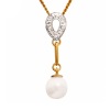 Pearl and Diamond Gold Pendant - Drop
