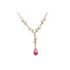 Pink Cubic Zirconia CZ and White CZ Gold Necklace