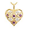 Amethyst and Diamond Gold Pendant - Heart Braid