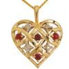 Ruby and Diamond Gold Pendant - Heart Lattice
