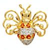 Citrine and Diamond Gold Brooch - Bee