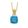 Blue Topaz and Diamond Gold Pendant - Checkerboard