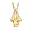 Cubic Zirconia CZ Gold Pendant - Teardrop Trilogy