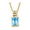 Blue Topaz and Diamond Gold Pendant - Ribbed