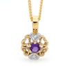 Amethyst and Diamond Gold Pendant - Flower Filigree