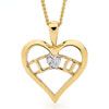 Cubic Zirconia CZ Gold Pendant - Heart I Love You