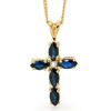 Sapphire and Diamond Gold Pendant - Cross Blue