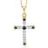 Sapphire and Diamond Gold Pendant - Cross