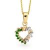 Emerald and Diamond Gold Pendant - Heart Drop
