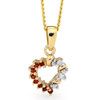 Garnet and Diamond Gold Pendant - Heart