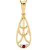 Garnet Gold Pendant - Filigree Teardrop