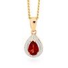 Garnet and Diamond Gold Pendant - Teardrop Cluster