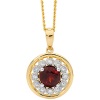 Garnet and Diamond Gold Pendant - Halo Circle