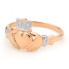 Diamond Rose Gold Ring - Claddagh