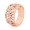 Pink Cubic Zirconia CZ and Cubic Zirconia CZ Rose Gold Ring - Filigree Band