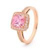 Pink Cubic Zirconia CZ and White CZ Rose Gold Ring - Halo