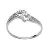 Diamond White Gold Ring - Heart Double Filigree