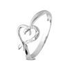 Diamond White Gold Ring - Heart Crossover