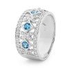 Blue Spinel and Cubic Zirconia CZ White Gold Ring