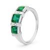 Emerald and Diamond White Gold Ring - Trilogy
