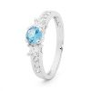 Blue Spinel and Cubic Zirconia CZ White Gold Ring - Engagement