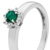Emerald and Diamond White Gold Ring - Solitaire