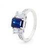 Sapphire and Cubic Zirconia CZ White Gold Ring - Trilogy