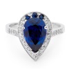 Sapphire and Cubic Zirconia White Gold Ring - Cluster