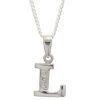 Diamond White Gold Pendant - L Initial