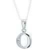 Diamond White Gold Pendant - O Initial