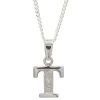 Diamond White Gold Pendant - T Initial