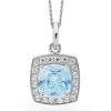 Blue Cubic Zirconia White Gold Pendant - Halo