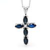Sapphire and Diamond White Gold Pendant - Cross