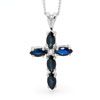 Sapphire and Diamond White Gold Pendant - Cross